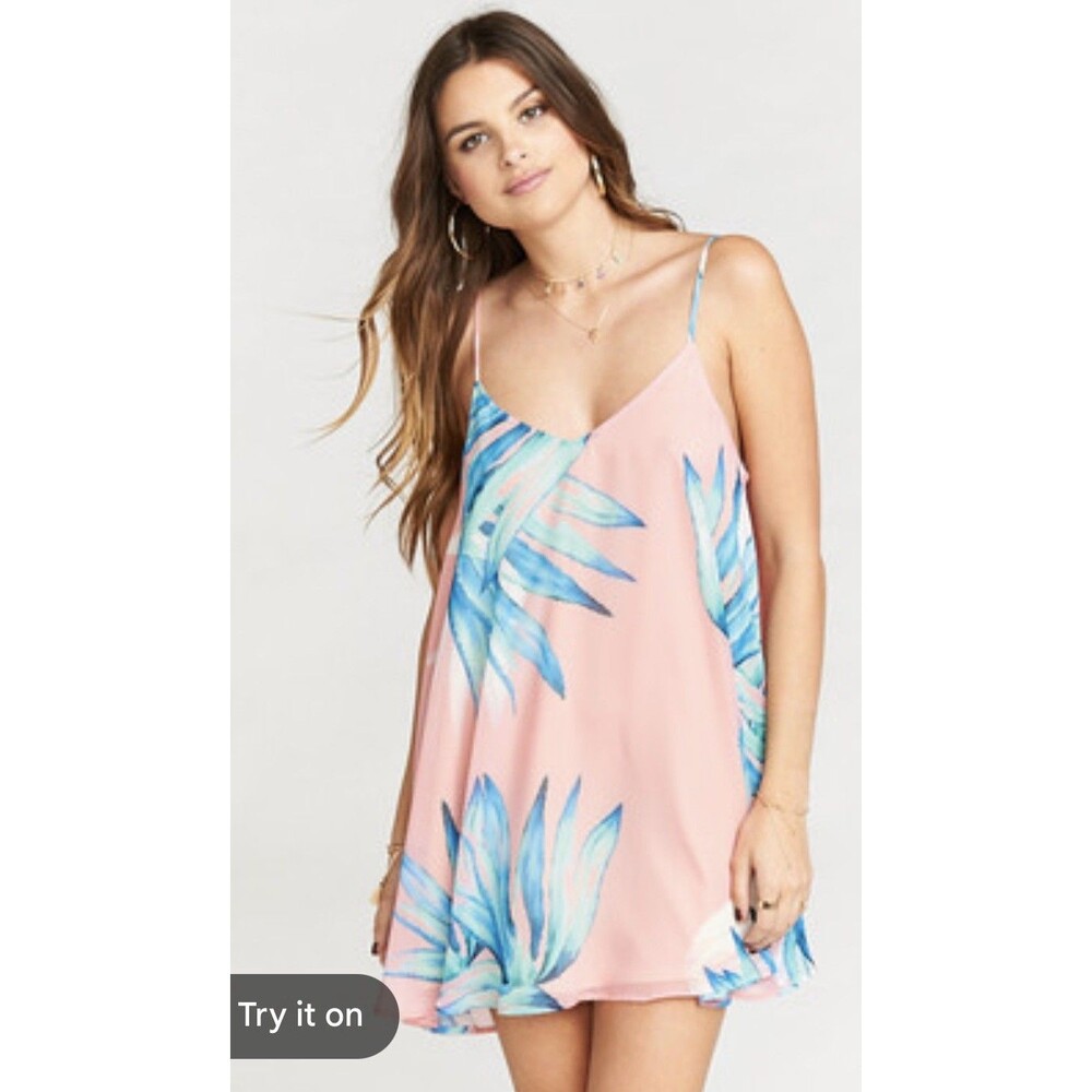 Show Me Your Mumu Mini Dress size XS Spaghetti strap Palm Hawaiian tropical